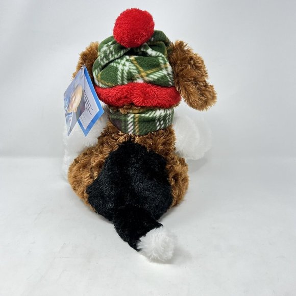 St. Jude St Bernard Puppy Quinn Gentle Treasures Plaid Hat & Scarf 2021 - Tags - Picture 3 of 7